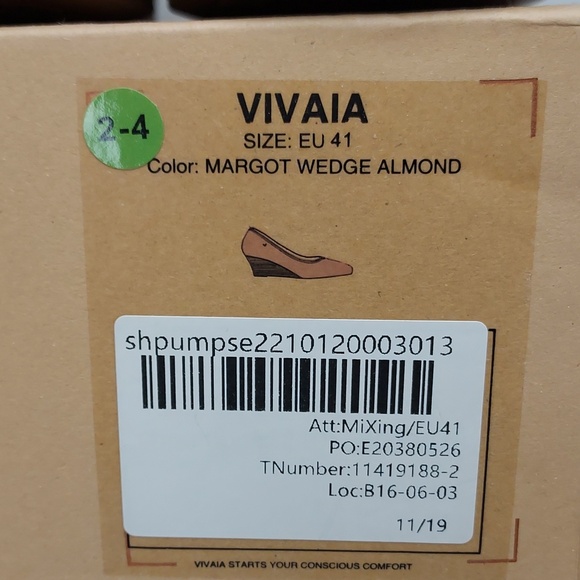 Vivaia Margo Almond Wedge Square Toe Shoes. New! - Picture 3 of 12